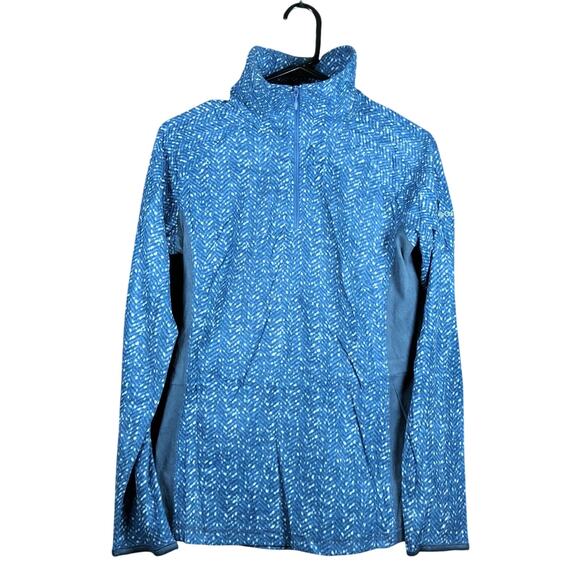 Columbia Womens Jacket Blue Fleece 1/4 ZigZag Pattern Long Sleeve Stretch M - Picture 1 of 12